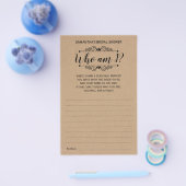 私は誰がブライダルシャワー素朴ゲームカード チラシ (シングル)