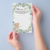 私は誰? ベア グリーンベイビーシャワーゲームカード チラシ (ハンドル)