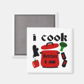 私は調理師なので、私は大きな赤いポットと蓋を持っている マグネット (正面/裏面)