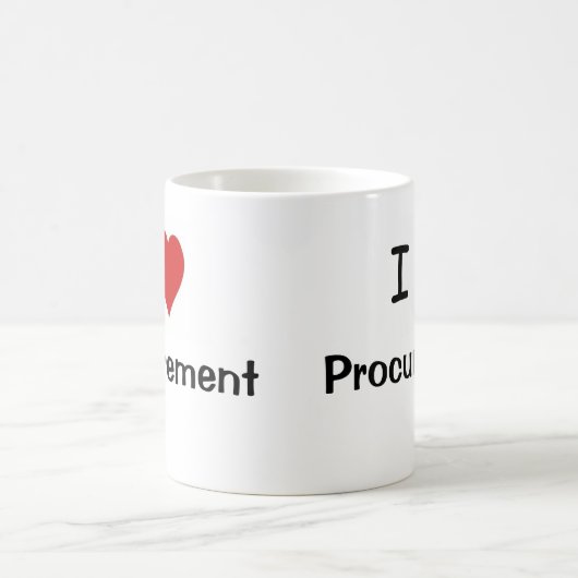 私は調達のおもしろいなスローガンの引用文を愛します コーヒーマグカップ (中央)