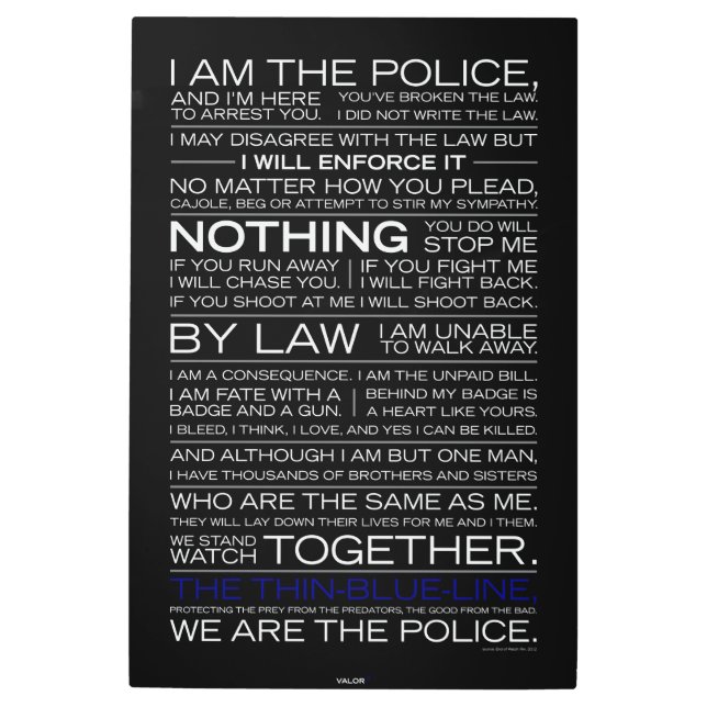 私は警察です メタルプリント (正面)