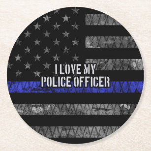 私は警察官が好きです細い青い線動揺して ラウンドペーパーコースター