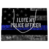 私は警察官が好きです細い青い線動揺して ラージペーパーバッグ (正面)