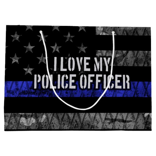 私は警察官が好きです細い青い線動揺して ラージペーパーバッグ (裏面)