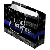 私は警察官が好きです細い青い線動揺して ラージペーパーバッグ (正面アングル)