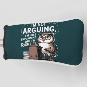 「私は議論をしていない、単に説明している」おもしろいフクロウ漫画 ゴルフヘッドカバー