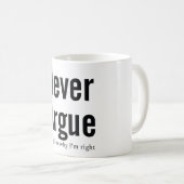 私は議論をしない コーヒーマグカップ (正面右)