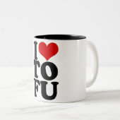 私は豆腐ビーガンユーモアおもしろいが大好き ツートーンマグカップ (正面右)