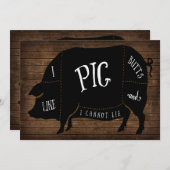 私は豚のお尻が好きで、BBQウッドチョークは嘘をつかない 招待状 (正面/裏面)