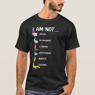 私は豚+ウサギ+ライオン+イルカ+ニワトリ+キツネ ヴィーガン Tシャツ
