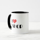 私は買い物するハートが大好き – ショッピングモール愛好家 マグカップ (正面左)