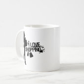 私は買物をすることを愛します コーヒーマグカップ (正面左)