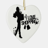 私は買物をすることを愛します セラミックオーナメント (右)