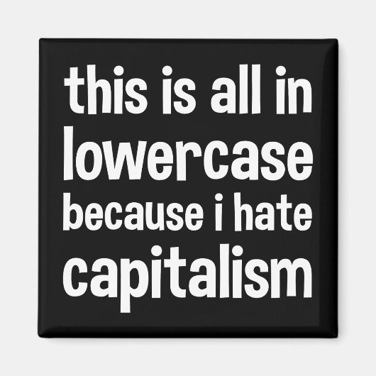 私は資本主義を嫌うので、これはすべて小文字だ マグネット (正面)