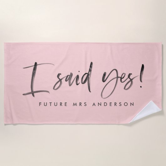 私は賛成しました! 水彩画の婚約 ビーチタオル (正面)