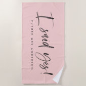 私は賛成しました! 水彩画の婚約 ビーチタオル (正面)