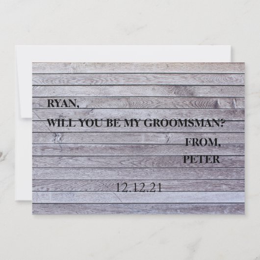 私は質問によってが私の花婿の付添人である尋ねますか。 招待状 (裏面)