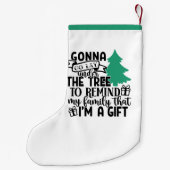 私は贈り物だから木の下に横たわる |かわいい スモールクリスマスストッキング (裏面)