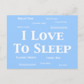 私は贈り物を寝るのが大好きだ ポストカード (正面)