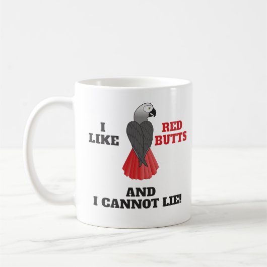 私は赤いお尻を好み、標準アフリカ灰色のあることができません コーヒーマグカップ (左)