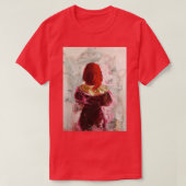 私は赤いオリジナル油絵テクスチャアートワークを見る Tシャツ (デザイン正面)