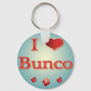 私は赤いサイコロとの赤のBuncoを愛します キーホルダー