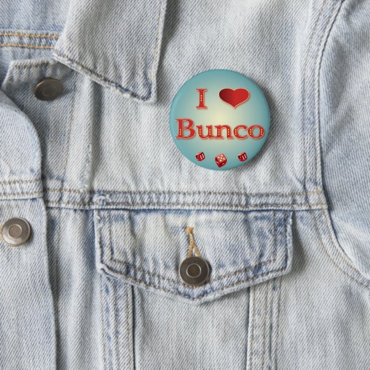 私は赤いサイコロとの赤のBuncoを愛します 缶バッジ (インサイチュ)