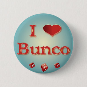 私は赤いサイコロとの赤のBuncoを愛します 缶バッジ