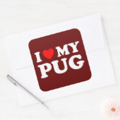私は赤いハートで自分のパグが大好き スクエアシール (封筒)