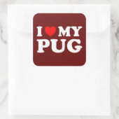 私は赤いハートで自分のパグが大好き スクエアシール (バッグ)