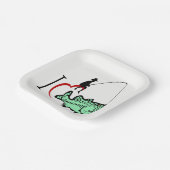 私は赤いハートと魚釣りに行くのが大好き ペーパープレート (傾斜あり)