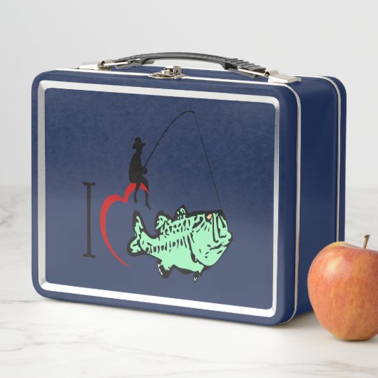 私は赤いハートと魚釣りに行くのが大好き メタルランチボックス (インサイチュ)
