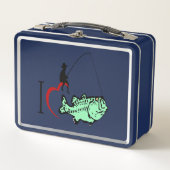 私は赤いハートと魚釣りに行くのが大好き メタルランチボックス (正面)