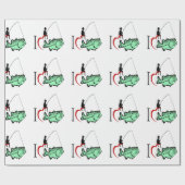 私は赤いハートと魚釣りに行くのが大好き ラッピングペーパー (フラット)