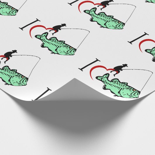 私は赤いハートと魚釣りに行くのが大好き ラッピングペーパー (角)