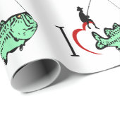 私は赤いハートと魚釣りに行くのが大好き ラッピングペーパー (ロールコーナー)