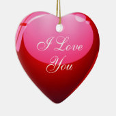 私は赤いハート愛します セラミックオーナメント (右)