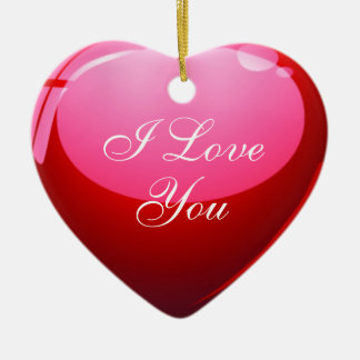 私は赤いハート愛します セラミックオーナメント
