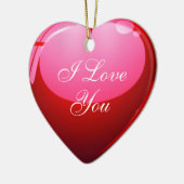 私は赤いハート愛します セラミックオーナメント (左)
