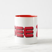 私は赤いMeepleのコーヒー・マグを見ます ツートーンマグカップ (中央)