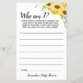 私は赤ちゃんシャワーゲームカード チラシ