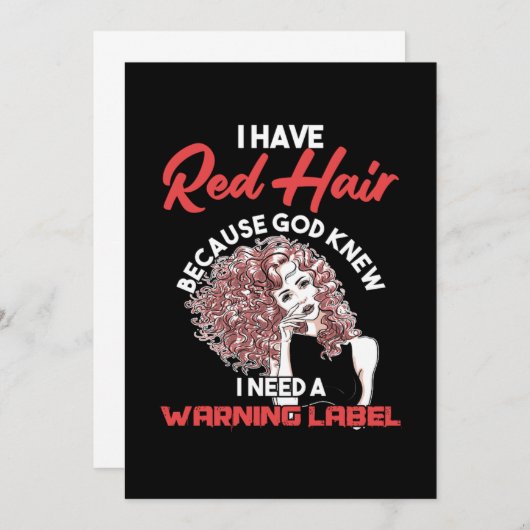 私は赤毛のラベル警告赤毛ジンジャーギフトを持っている 招待状 (正面/裏面)
