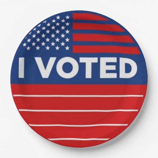 私は赤白青の投票政治 ペーパープレート (正面)