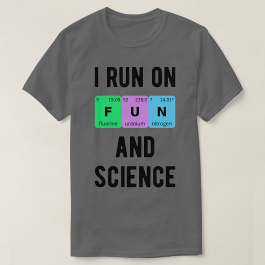 私は走おもしろいと科学に関して Tシャツ (デザイン正面)