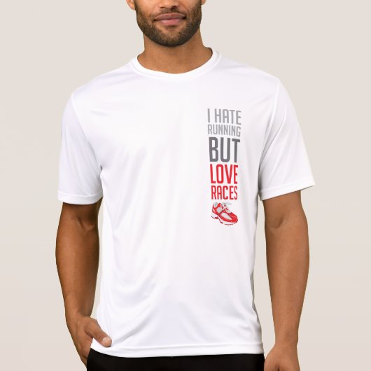"私は走ることを憎みますが愛は" tekのワイシャツを競争させます tシャツ (正面)