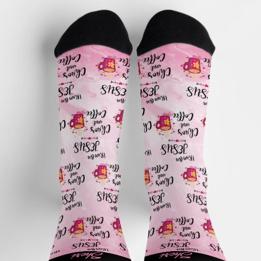 私は走イエスとカオスとコーヒーの女性の靴下に乗った ソックス (上部)