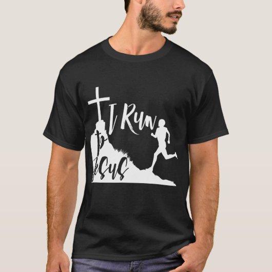 私は走イエスのジョギング宗教走的クリスチャンへ Tシャツ (正面)