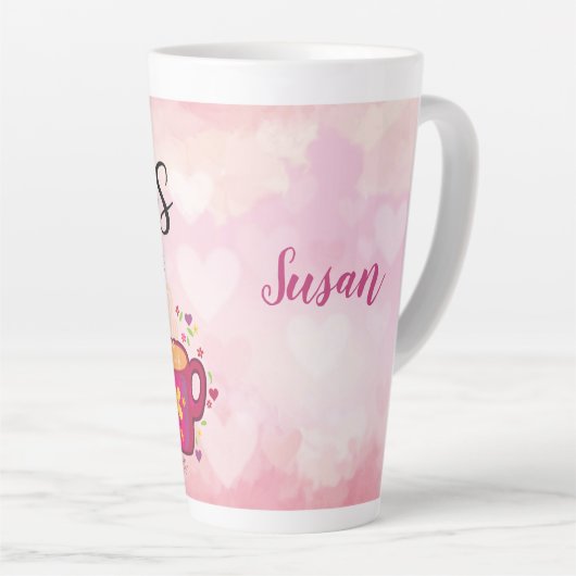 私は走イエス、カオスとコーヒーを飲む カフェラテマグ (右アングル)