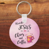 私は走イエス、カオス&コーヒーを飲む キーホルダー (正面)