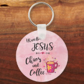 私は走イエス、カオス&コーヒーを飲む キーホルダー (正面)